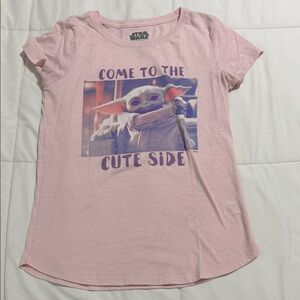 Star Wars Light Pink Kids Tee with Baby Yoda